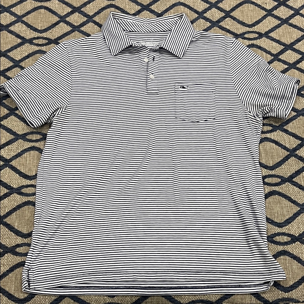 Vineyard Vines Navy and White Striped Polo Shirt